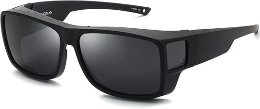 CAXMAN Fit Over Glasses Sunglasses Polarized Wrap Around Sunglasses with Side Window Shields for Full Protection