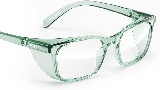 Stoggles Rectangle Z87.1 Certified Safety Glasses, Blue-Light, UV Blocking Lens, Top & Side Shield, Anti-Fog, Stylish Eyewear