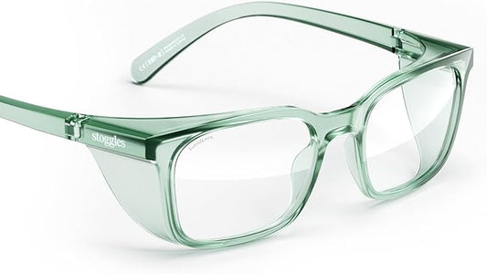 Stoggles Rectangle Z87.1 Certified Safety Glasses, Blue-Light, UV Blocking Lens, Top & Side Shield, Anti-Fog, Stylish Eyewear