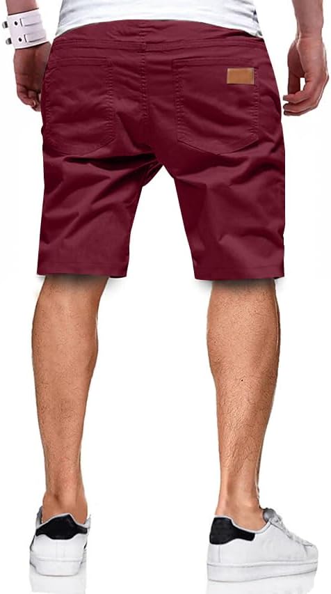 JMIERR Mens Casual Shorts - Cotton Drawstring Summer Beach Stretch Twill Chino Golf Shorts