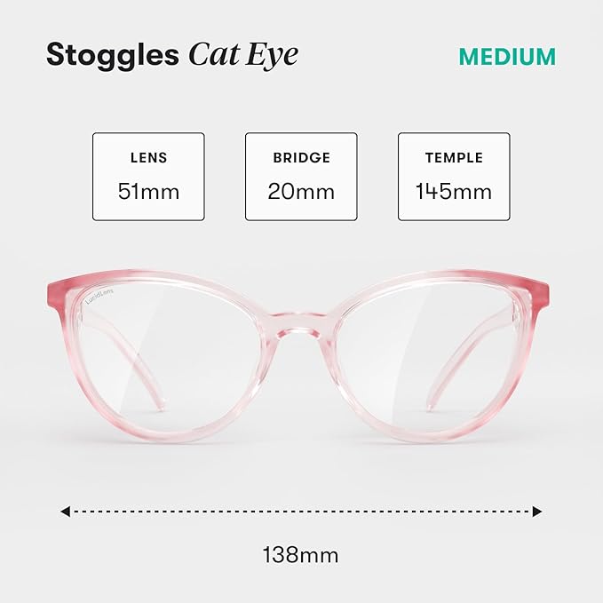 Stoggles Cat Eye Z87.1 Certified Safety Glasses, Blue-Light, UV Blocking Lens, Top & Side Shield, Anti-Fog, Stylish Eyewear