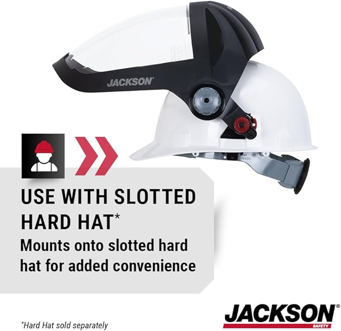 Jackson Safety QUAD 500 Face Shield - Anti-Fog Window with Chin Guard - ANSI Z87.1 & OSHA - (Multiple Styles & Headgears)