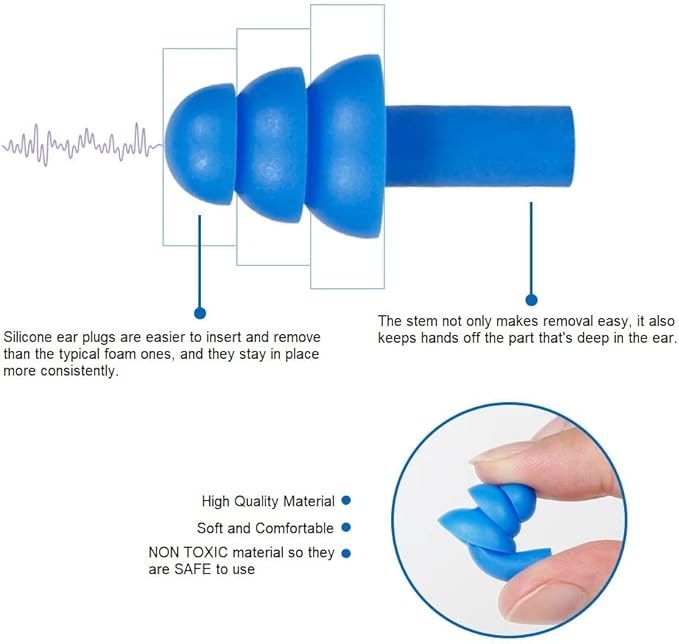 50 Pairs of Soft Reusable Silicone Ear Plugs for Swimming, Sleeping & Concerts - Individually Wrapped & Waterproof Ear Protection - Comfortable Noise Reduction up to 25dB NRR - Ideal for Adults
