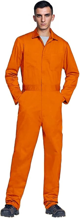 MCJC Coveralls for Men Adult Blue Jumpsuit Coveralls Mechanic Work Uniform Halloween Horror Killer Costume