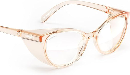 Stoggles Cat Eye Z87.1 Certified Safety Glasses, Blue-Light, UV Blocking Lens, Top & Side Shield, Anti-Fog, Stylish Eyewear