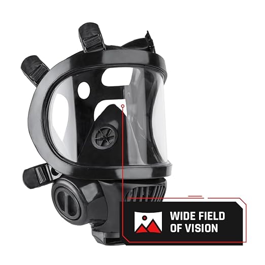 Parcil Distribution CS-100 Military Gas Mask - Class 3 - Survival, Nuclear, & Chemical Respirator Masks - 6-Point Harness & Dual 40mm NATO