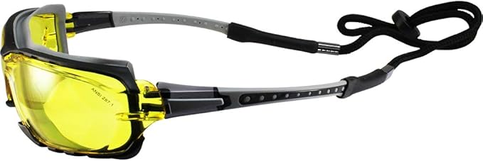 Birdz Eyewear Gasket Safety Padded Motorcycle Sport Sunglasses Grey with Clear Lens