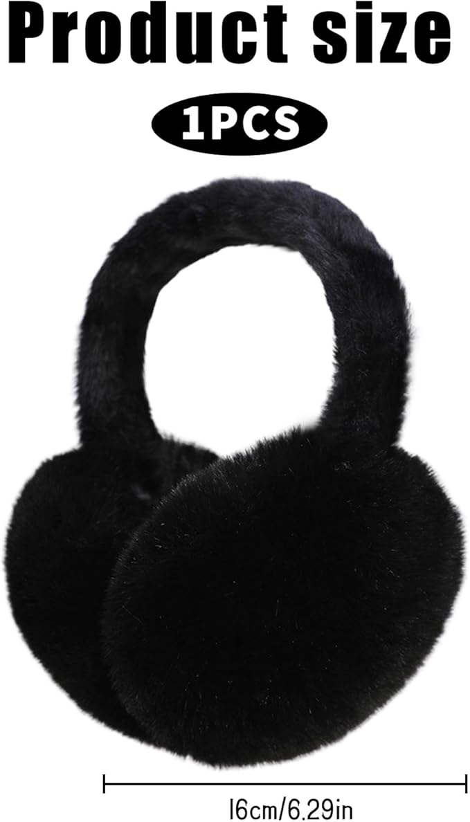 Ear Muffs for Winter Women Men, Adjustable Faux Fur Earmuffs, Fluffy Ear Warmers, Foldable Ear Warmer Earmuffs