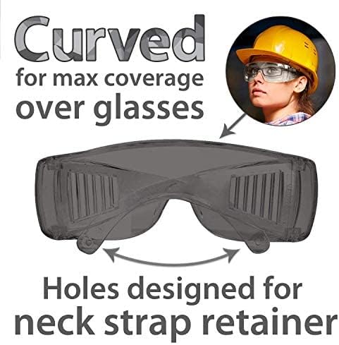 BISON LIFE Diamont Vented Over Glasses Safety Glasses | Meets ANSI Z87.1, Impact Resistant Polycarbonate Lens