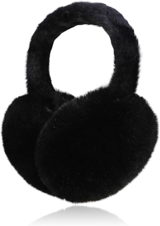 Ear Muffs for Winter Women Men, Adjustable Faux Fur Earmuffs, Fluffy Ear Warmers, Foldable Ear Warmer Earmuffs