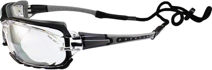 Birdz Eyewear Gasket Safety Padded Motorcycle Sport Sunglasses Grey with Clear Lens