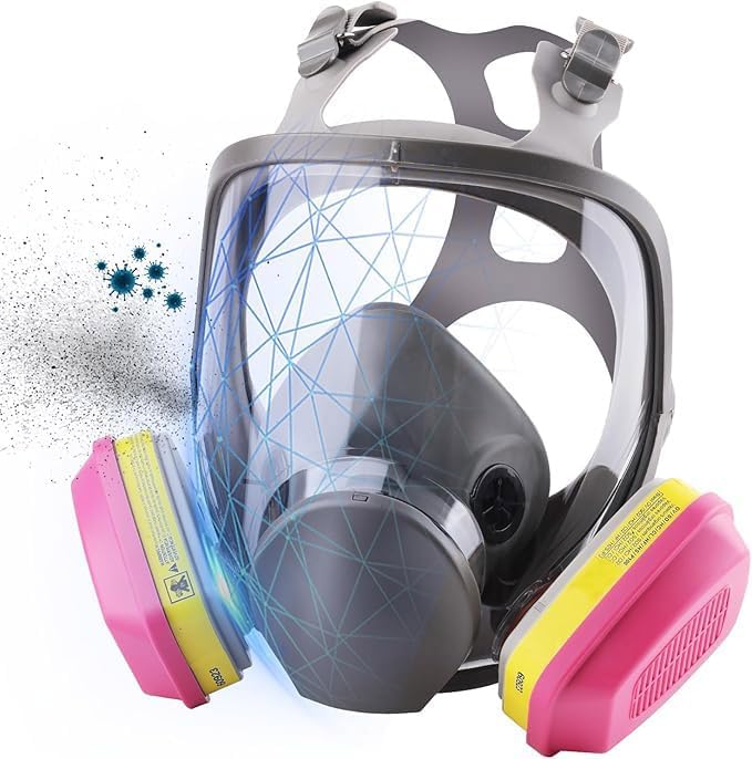 Respirator Mask with Filters - Reusable Gas Mask Against Organic Vapor Chemicals Spray Paint
