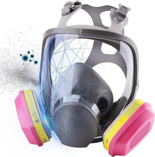 Respirator Mask with Filters - Reusable Gas Mask Against Organic Vapor Chemicals Spray Paint