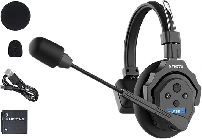 SYNCO XTalk X1 2.4GHz Wireless Headset with Microphone Intercom System Random Master Device Design for Movie Shoot Live Show Stage Performance (1 PCS)