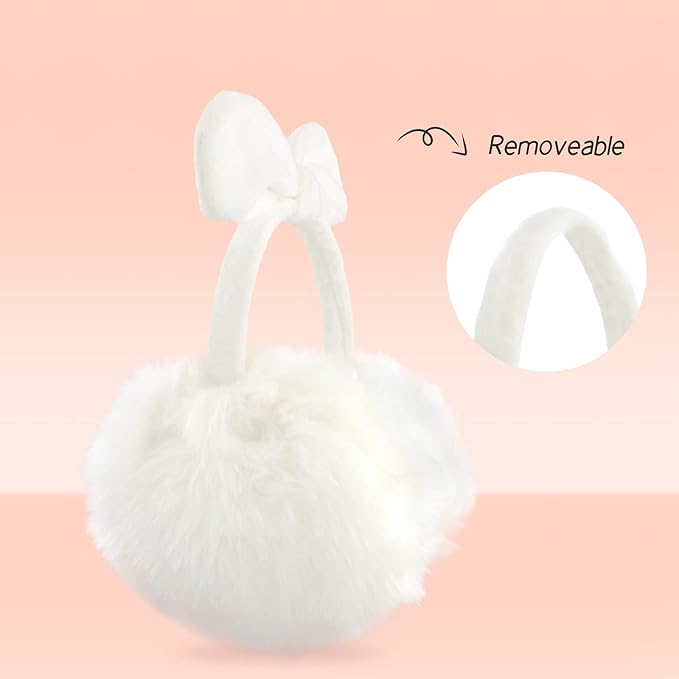 POXIMI Women Winter Earmuffs Girl Ski Adjustable Ear Covers for Cute Bow Ear Warmer Outdoor Earmuff Fleece Lining