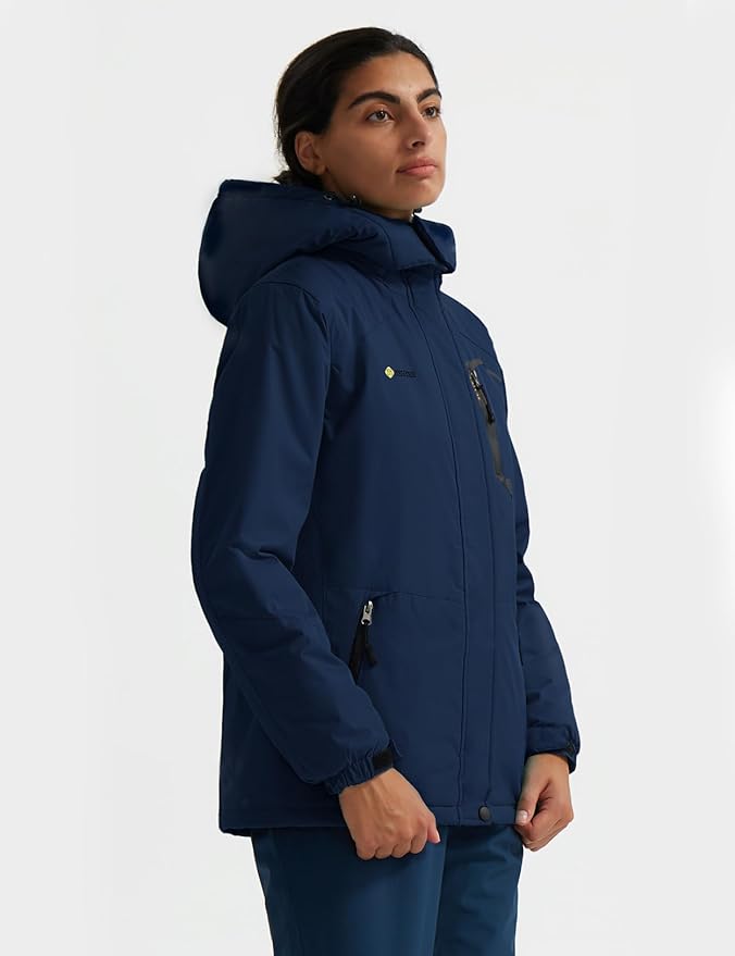 GEMYSE Women's Ski Snow Jacket Warm Winter Waterproof Coat Snowboard Rain Jacket Hooded Windproof Windbreaker