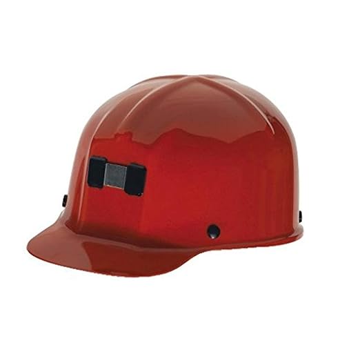 MSA 91590 Comfo-Cap Safety Hard Hat with Staz-on Pinlock Suspension | Polycarbonate Shell, Non-Slotted W/Lamp Bracket and Cord Holder - Standard Size in Red