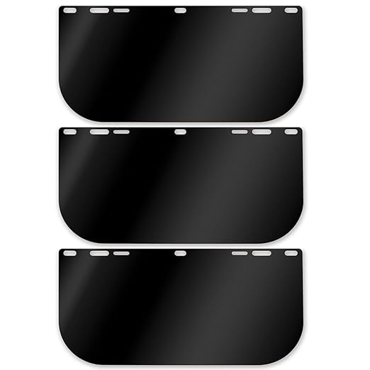 3pcs Replacement Lens, Shaded， Tinted Full Face Shield Compatible for Hobart 770580, 15.5'' x 8'' Helmet Face Shield for Cosplay Protective Safety for Welding, Grinding DIY Cosplay Helmet
