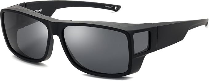 CAXMAN Fit Over Glasses Sunglasses Polarized Wrap Around Sunglasses with Side Window Shields for Full Protection
