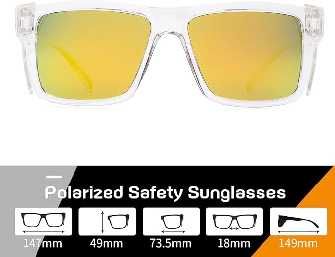 Polarized SafetyGlassesZ87 UV400 WorkSunglasses for men ConstructionCarpentryCyclingDIY&Light Industrial Use