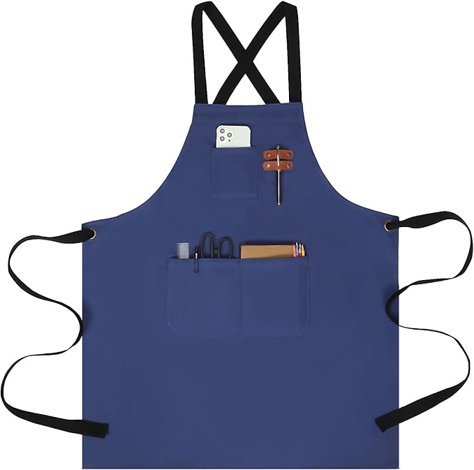 chef apron for men with Pockets - Cotton Canvas Cross Back Chefs cooking Aprons,for kitchen,restaurant,grilling