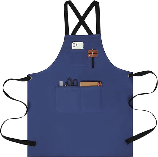 chef apron for men with Pockets - Cotton Canvas Cross Back Chefs cooking Aprons,for kitchen,restaurant,grilling