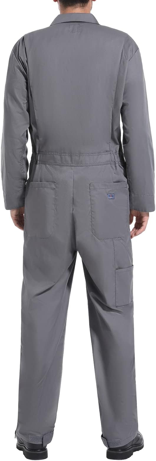 HISEA Men's Long Sleeve Coverall, Stain & Wrinkle Resistant Mens Work Coverall with Multi Pockets
