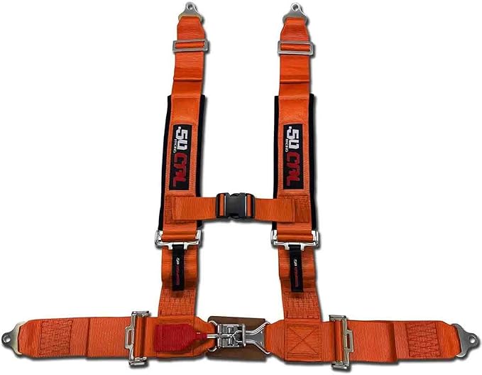 4 Point 2" Racing Harness for Bucket Seats, Quick Release Safety Belt for UTV/RZR, Adjustable Seatbelt with Mounting Hardware, Choose from 9 Colors, Secure Fit for Off-Road Vehicles, Orange, (6008A3)