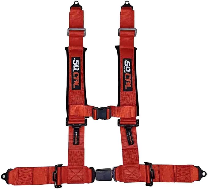 Red 4 Point Harness for Bucket Seat, Push Button Release, 10 Color Options, Racing Harness, Race Car, Off Road Vehicle, UTV, RZR (1 Unit) [6041]