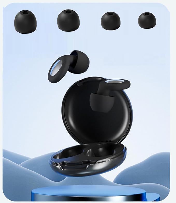 Ear Plugs for Sleeping, Reusable Soft Silicone Loop Earplugs,for Sleeping, Concert, Working, Studying, Traveling, Reduction 27dB-32db (Black, One Size)