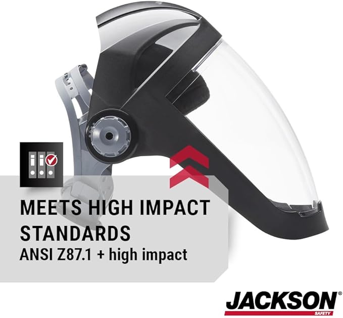 Jackson Safety QUAD 500 Face Shield - Anti-Fog Window with Chin Guard - ANSI Z87.1 & OSHA - (Multiple Styles & Headgears)