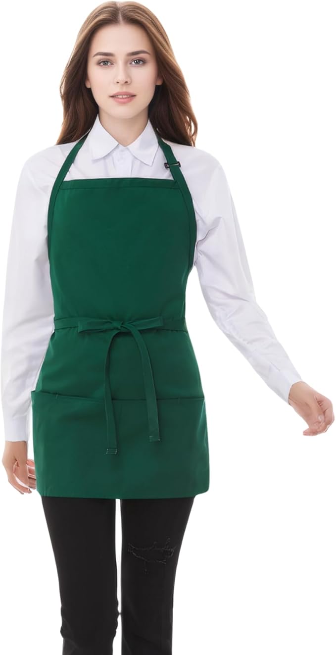 Short Cotton Aprons for Women with 3 Pockets, Chef Apron for Unisex,Waitress Apron for Kitchen Cooking Restaurant BBQ