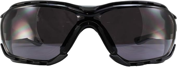 Birdz Eyewear Gasket Safety Padded Motorcycle Sport Sunglasses Grey with Clear Lens