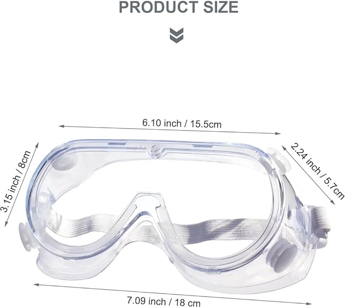 Anti-Fog Safety Goggles ，Adjustable Lab & Science Goggles， Lightweight Design