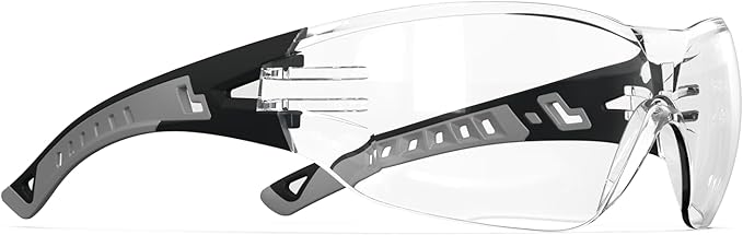 Safety Glasses with Clear Wraparound Lenses and Vented Frame