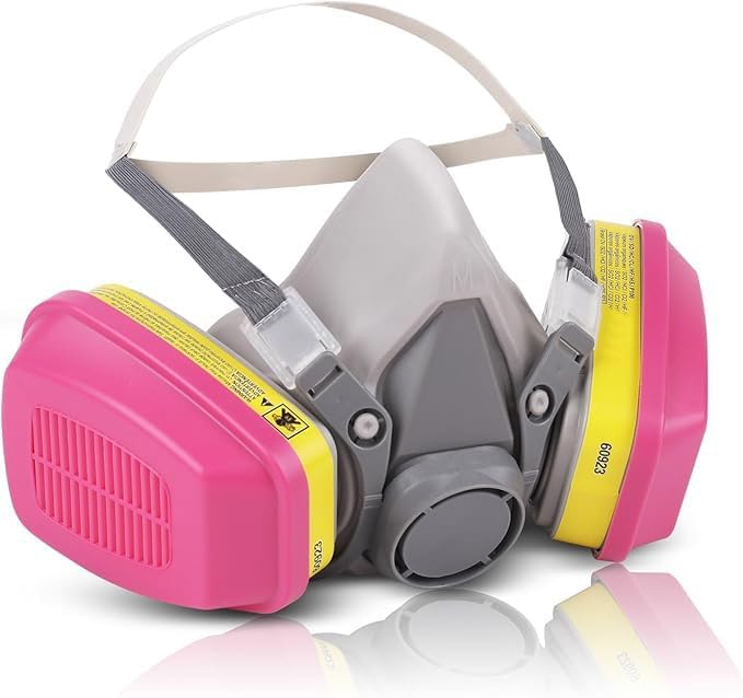 Respirator Mask with Filters - Reusable Gas Mask Against Organic Vapor Chemicals Spray Paint