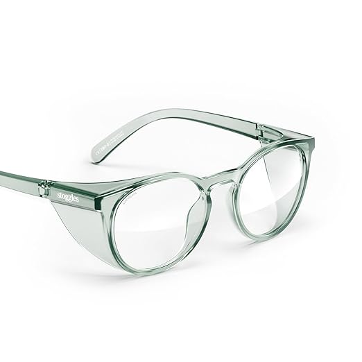 Stoggles Round Z87.1 Certified Polycarbonate Safety Glasses, Scratch & Shatter-Proof, Blue-Light & UV Blocking Lens, Top & Side Shields, Anti-Fog Dip Coated, Durable, Protective & Stylish Eyewear