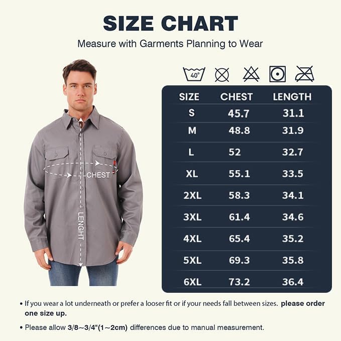 SKSAFETY 7oz FR Shirts for Men, Welding Shirt Hi Vis Flame Resistant 100% Cotton Fire Retardant Longsleeve Shirt CAT2/NFPA