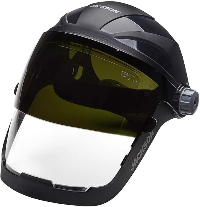Jackson Safety QUAD 500 Face Shield - Anti-Fog Window with Chin Guard - ANSI Z87.1 & OSHA - (Multiple Styles & Headgears)