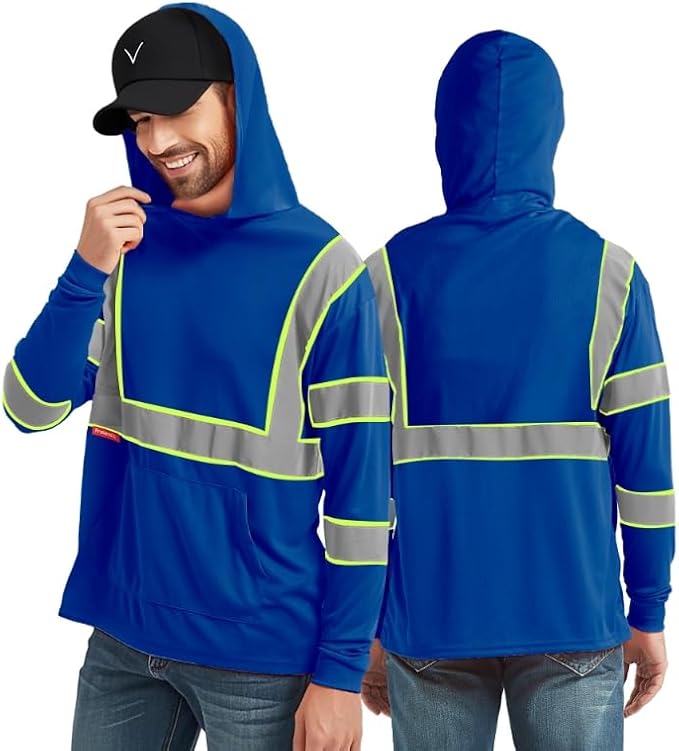 ProtectX High Visibility Long Sleeve Shirts Reflective Hi Vis Safety Shirt for Men Women Class 2-3 Construction Shirt 1 Pack
