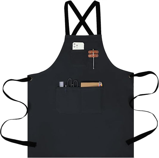 chef apron for men with Pockets - Cotton Canvas Cross Back Chefs cooking Aprons,for kitchen,restaurant,grilling