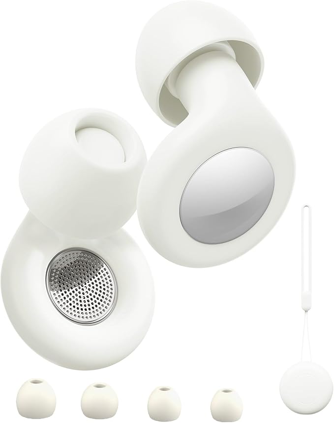 Ear Plugs for Sleeping, Reusable Soft Silicone Loop Earplugs,for Sleeping, Concert, Working, Studying, Traveling, Reduction 27dB-32db(White)