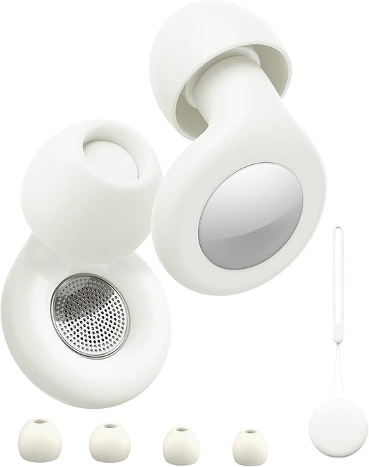 Ear Plugs for Sleeping, Reusable Soft Silicone Loop Earplugs,for Sleeping, Concert, Working, Studying, Traveling, Reduction 27dB-32db(White)