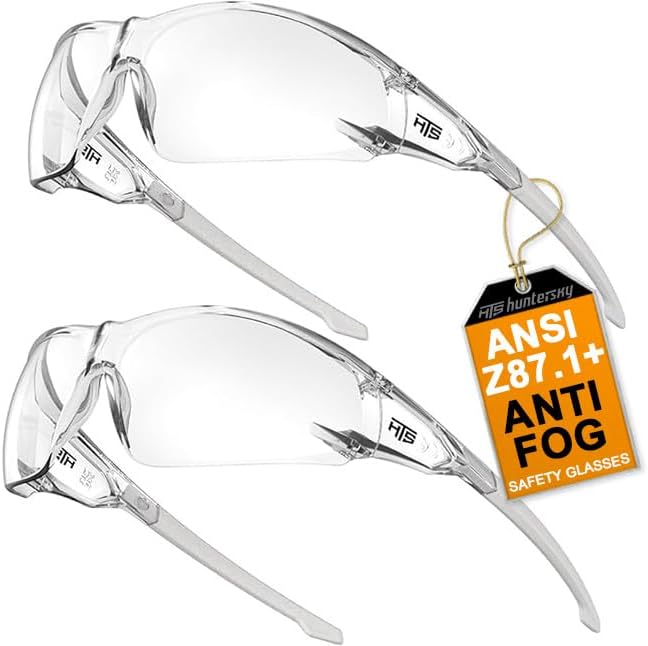 ANSI Z87.1 Anti-Fog Wrap-Around Clear Safety Glasses, Pickleball lab chemistry goggles with Scratch Resistant