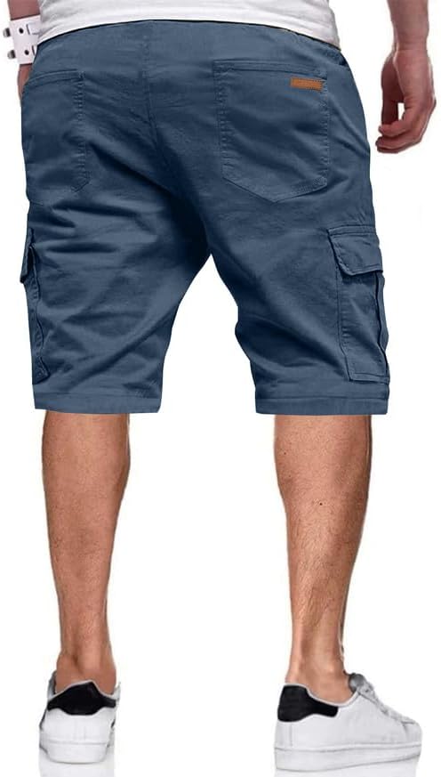 JMIERR Mens Casual Twill Cargo Shorts Cotton Drawstring Classic Cargo Stretch Short with 6 Pockets