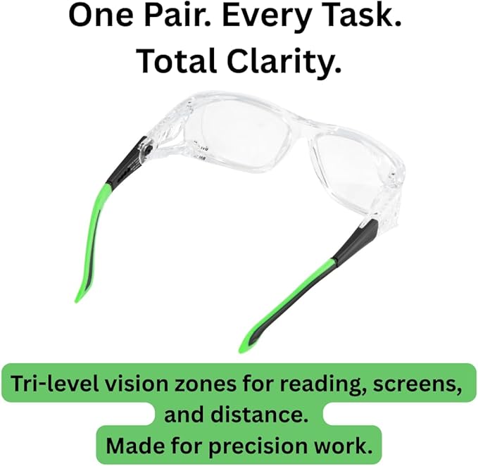 OEMTOOLS 26025 Safety Glasses with Readers +2.50s, UV Protection Z87 Safety Glasses, Anti-Scratch, High Definition Multi-focal Technology, High Impact Lenses, Flexible Rubber Earpieces