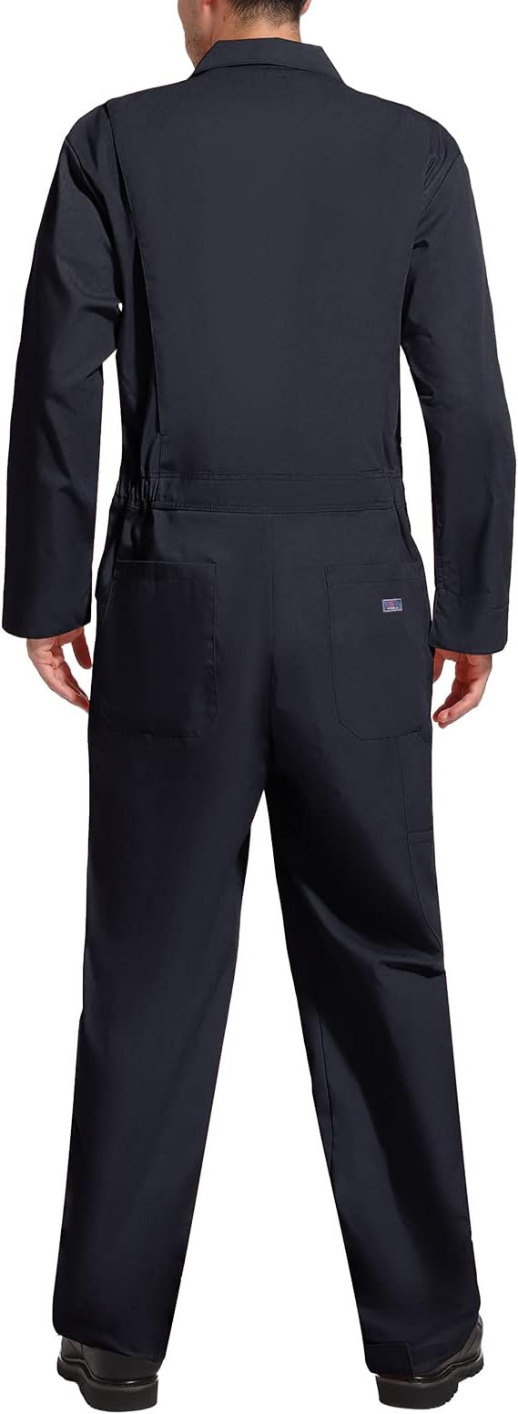 HISEA Men's Long Sleeve Coverall, Stain & Wrinkle Resistant Mens Work Coverall with Multi Pockets