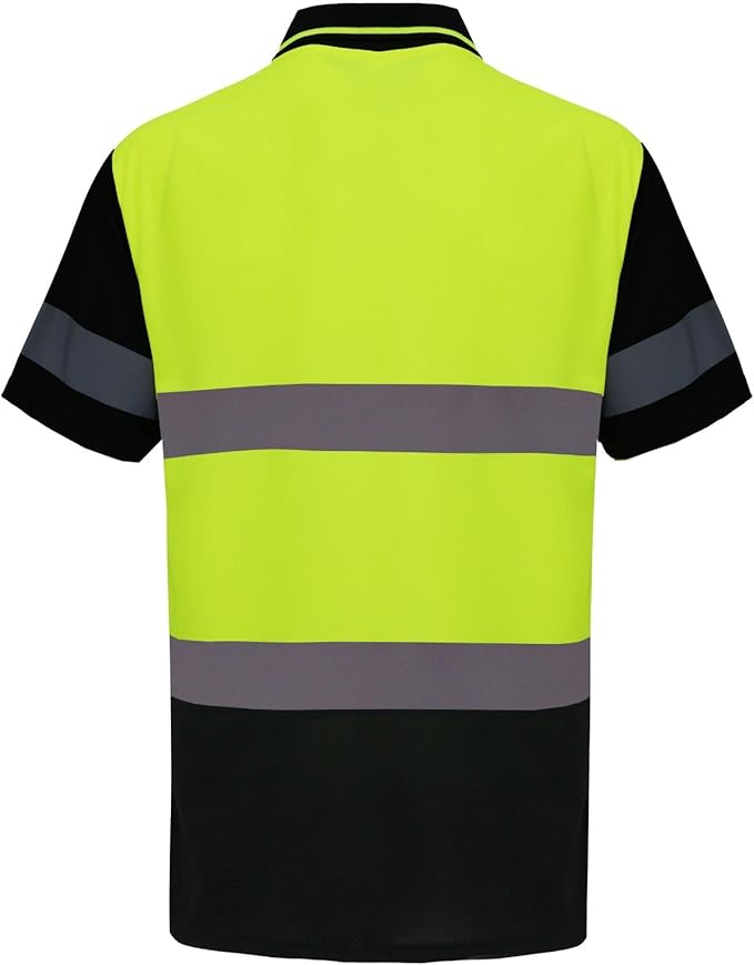 WORK IDEA Polo Shirt for Men High Visibility Reflective Work Shirt with Pockets for Construction