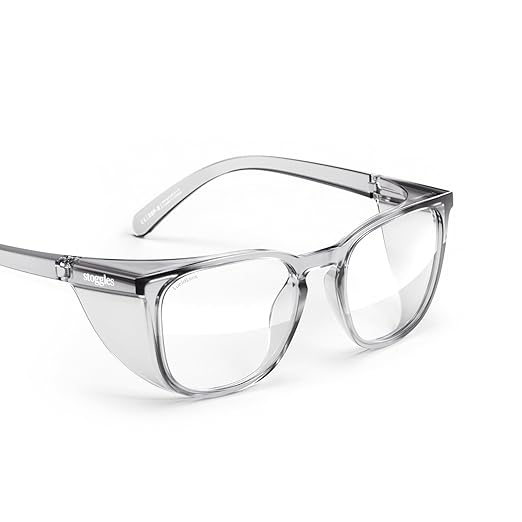 Stoggles Square Z87.1 Certified Polycarbonate Wide Fit Safety Glasses, Scratch & Shatter-Proof, Blue-Light & UV Blocking Lens, Top & Side Shields, Anti-Fog Dip Coated, Protective & Stylish Eyewear