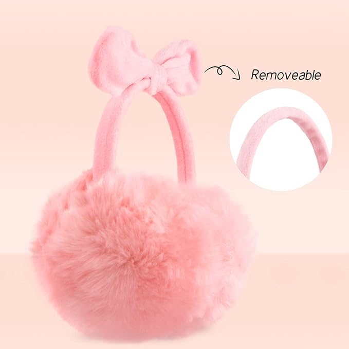 POXIMI Women Winter Earmuffs Girl Ski Adjustable Ear Covers for Cute Bow Ear Warmer Outdoor Earmuff Fleece Lining